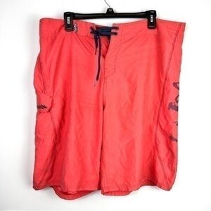 Salt Life Swim Trunks mens size 38 coral side logo tie drawstring